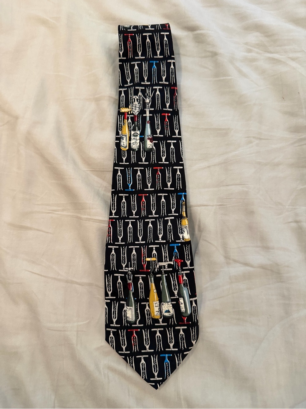 Vintage 1990’s Nicole Miller Silk Tie Wine Novelty Print Sommelier